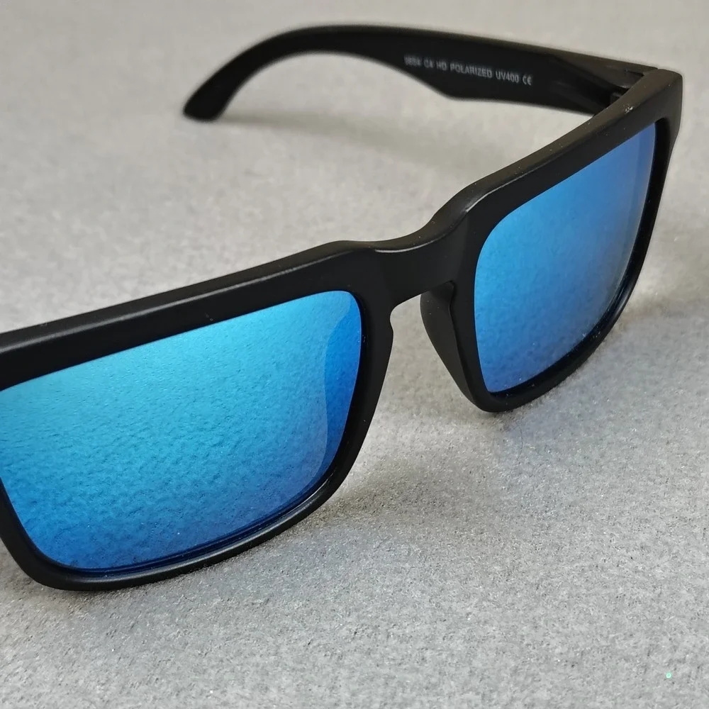 Rebel Reaper Sunglasses Blue Mirror Helm Style UV400 Polarized Surfer Biker NEW